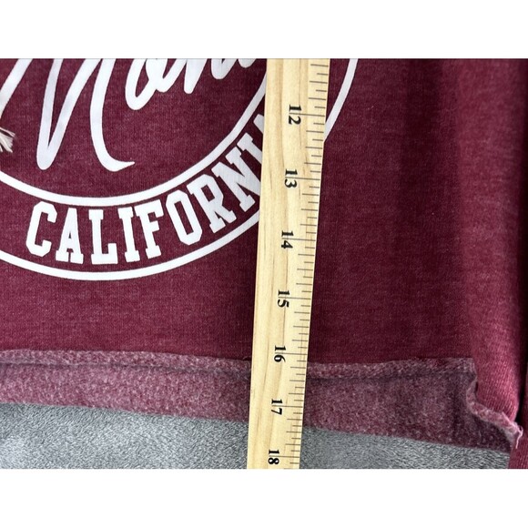 Pop Surf Women Large Red Crop Hoodie Santa Monica CA Logo Beach Sweatshirt - Picture 8 of 9